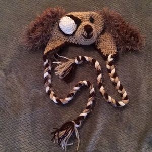 Handmade puppy knit crocheted stocking hat